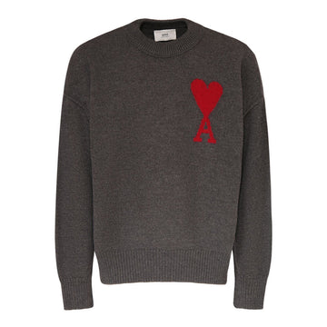 Ami Paris Sweater Red Logo Grey