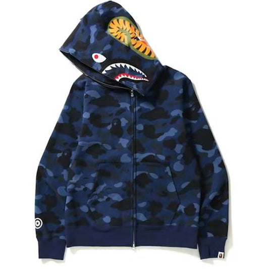 هودي بسحاب كامل من BAPE Color Camo Shark باللون الأزرق