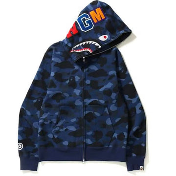 هودي بسحاب كامل من BAPE Color Camo Shark باللون الأزرق