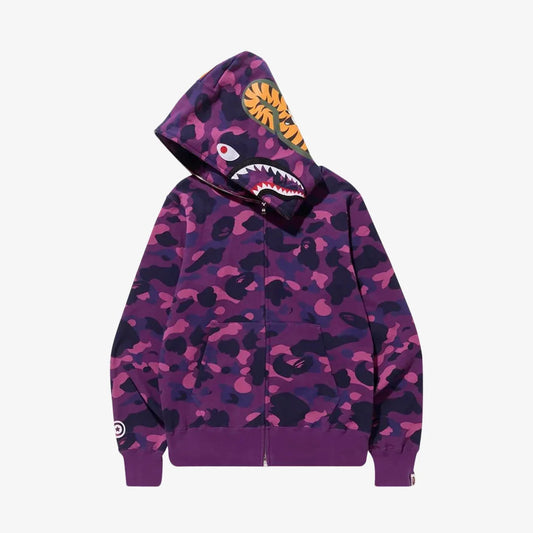 هودي BAPE بطبعة سمكة قرش باللون الأرجواني