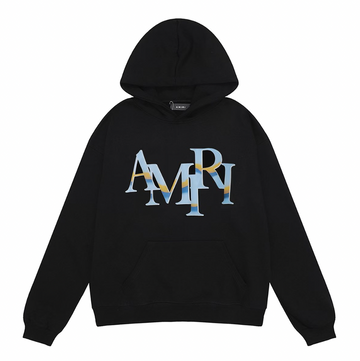 Amiri Chrome Staggered Logo Hoodie Black